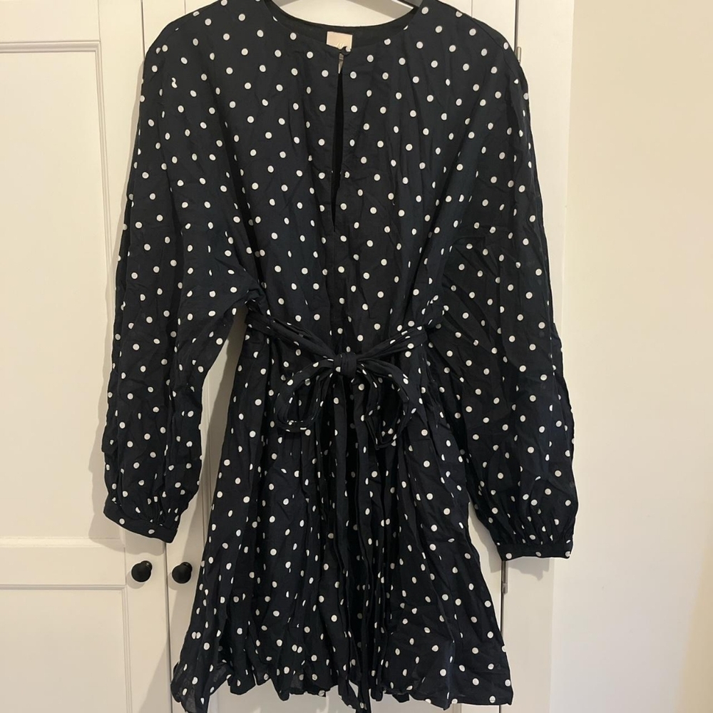 black white spotty mini dress